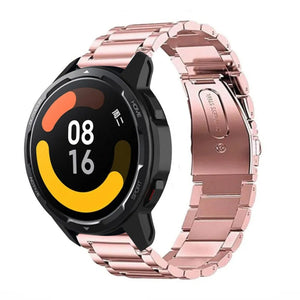 Steel Strap, pink, on a watch, 3/4 front view