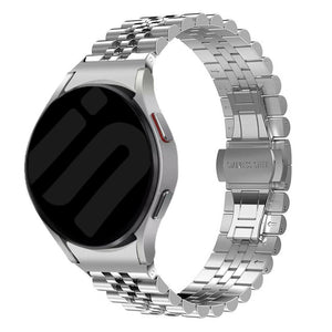 Jubilee Steel Strap, silver, on a watch, 3/4 front view