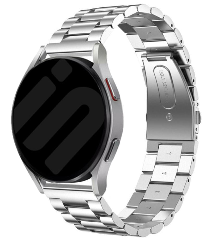 Steel Strap, silver, on a watch, 3/4 front view