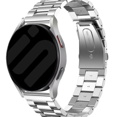 Steel Strap, silver, on a watch, 3/4 front view
