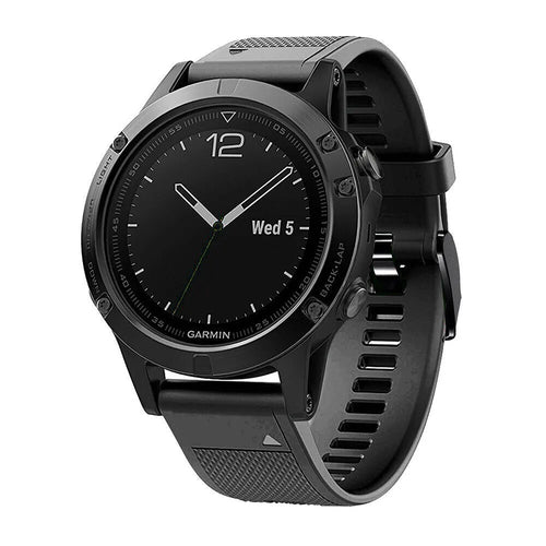 Silicone Strap, black, on a watch, 3/4 front view