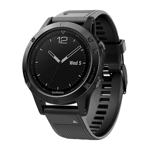 Silicone Strap, black, on a watch, 3/4 front view