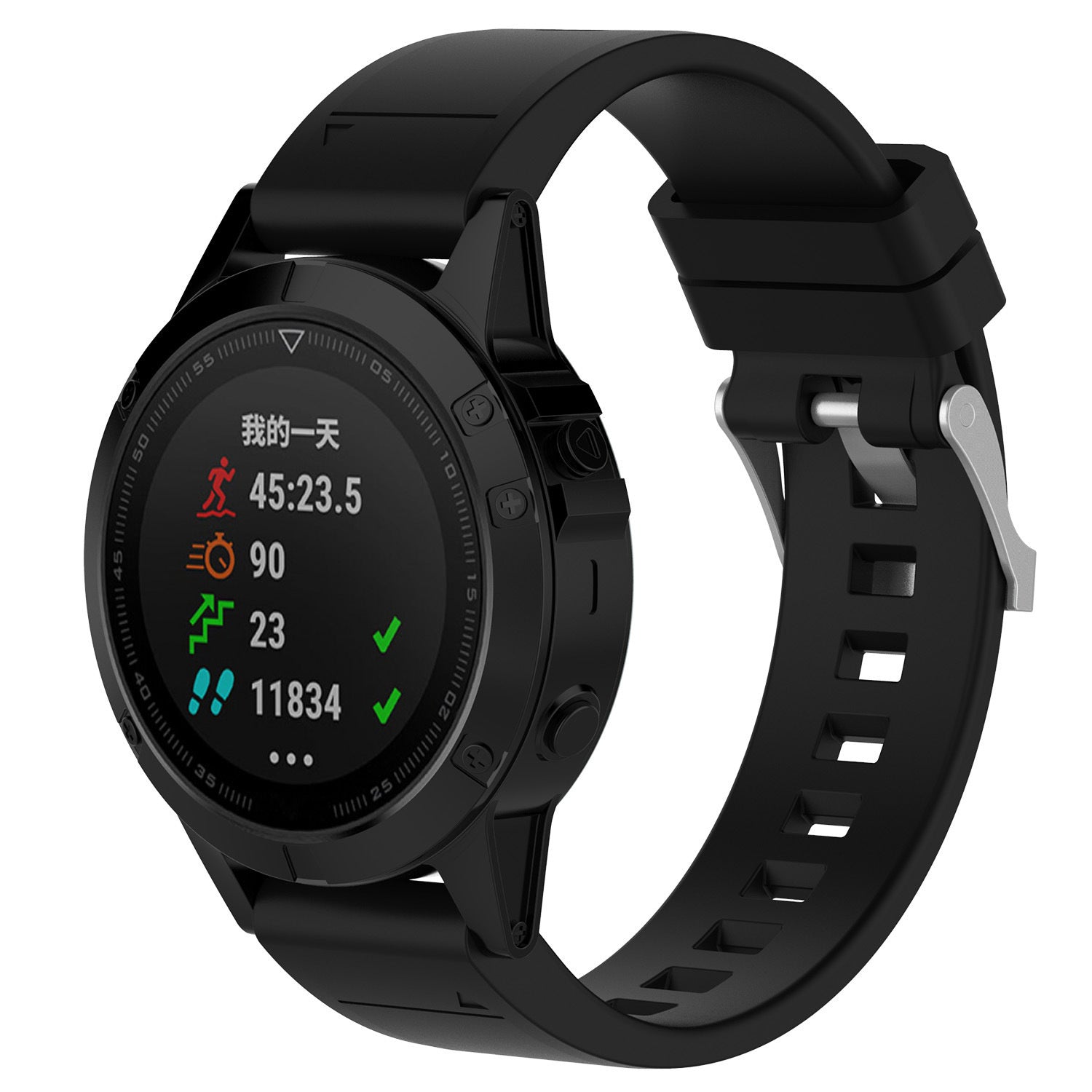 Garmin Fenix 7 glossy silicone band (zwart)