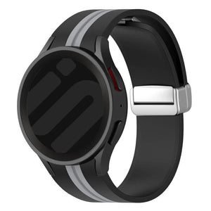 Silicone Magnetic Sport Strap, black/grey, on a watch, 3/4 front view