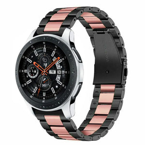 Steel Strap, black/pink, on a watch, 3/4 front view