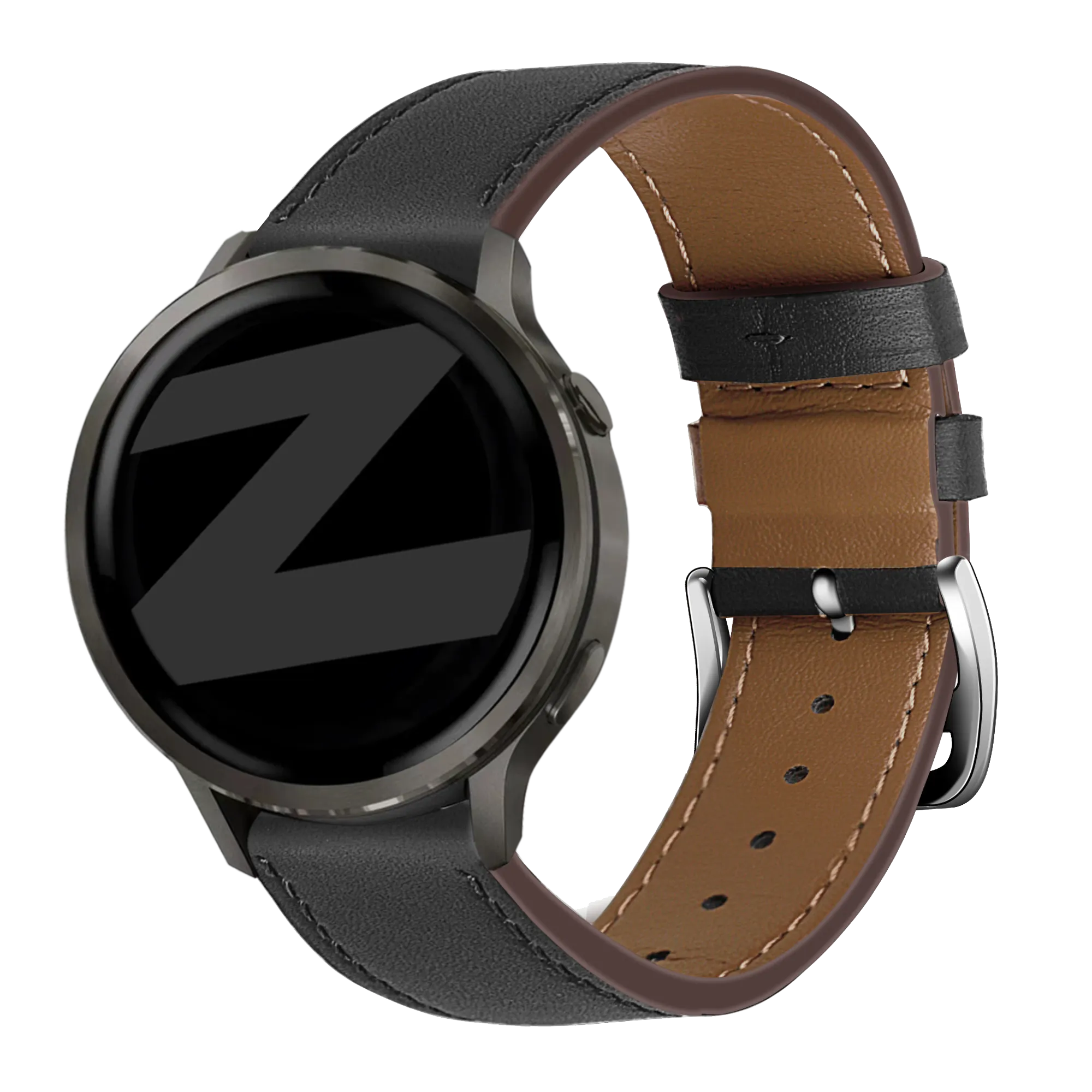 Bandz Garmin Venu 2 lederen band 'Deluxe' (zwart)