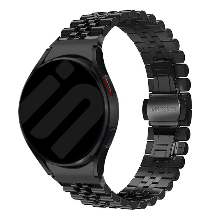 Jubilee Steel Strap, black, on a watch, 3/4 front view