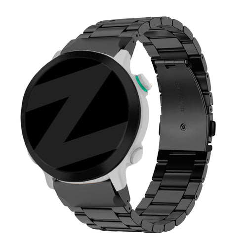 Steel Strap 'Classic', black, on a watch, 3/4 rear view