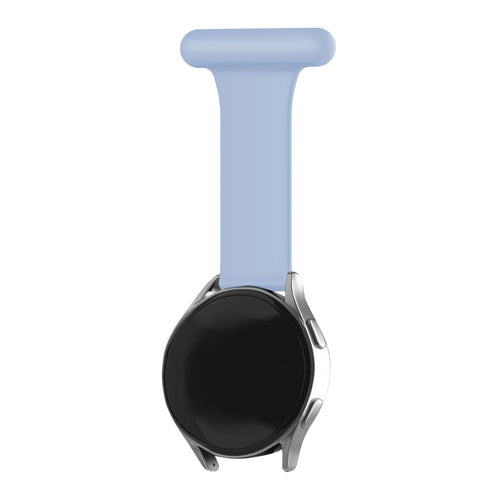 Silicone Nurse Fob, light blue, on a watch, 3/4 rear view