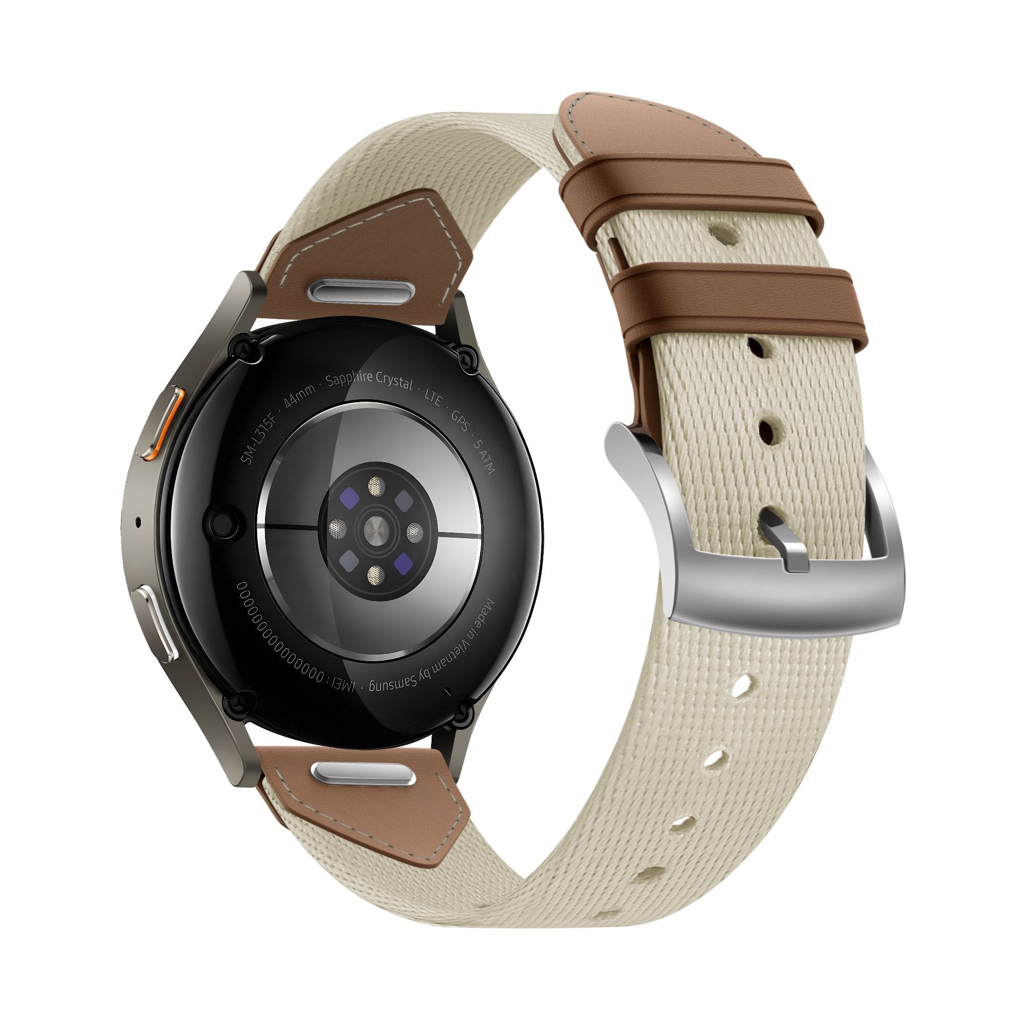 Bandz Withings Steel HR - 36mm leren hybrid band 'Easy fit' (beige/bruin)