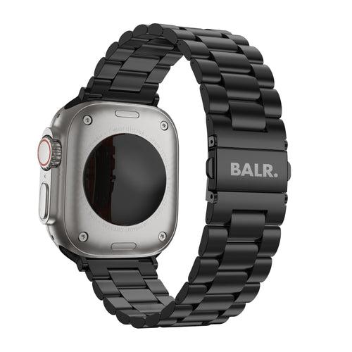 Titanium Strap, black, on a watch, 3/4 rear view