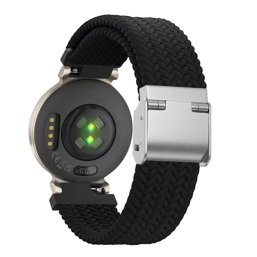 Woven Nylon Strap, black, on a watch, 3/4 rear view