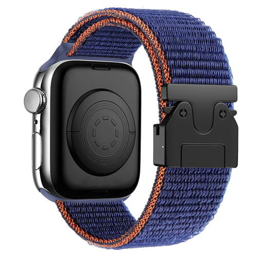 Nylon Strap 'Classic' P-Buckle, dark blue, on a watch, 3/4 rear view