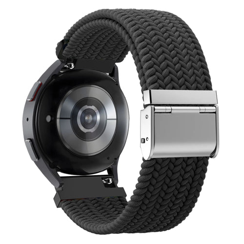 Woven Nylon Strap, black, on a watch, 3/4 rear view