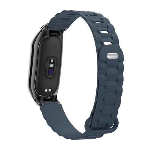 Silicone TPU Strap with Frame, dark blue, on a watch, 3/4 rear view