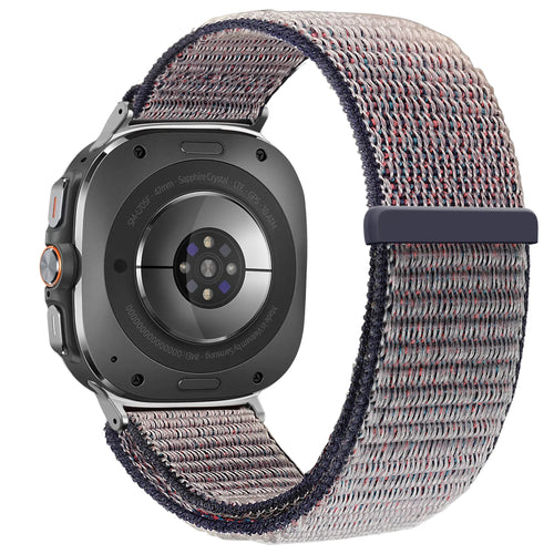 Nylon Loop Strap, dark blue, on a watch, 3/4 rear view
