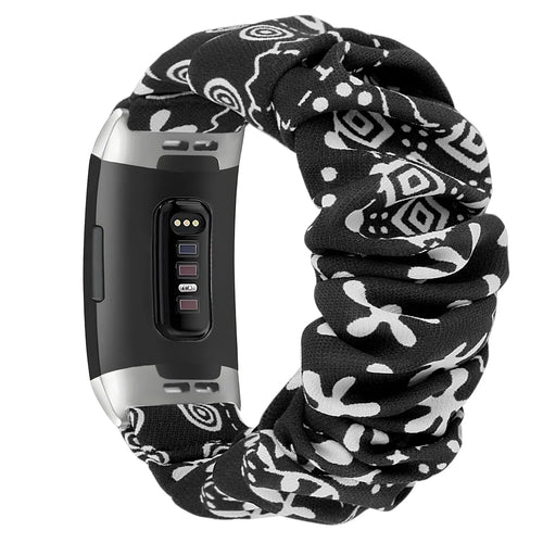 Nylon Scrunchie Strap, black mix, on a watch, 3/4 rear view