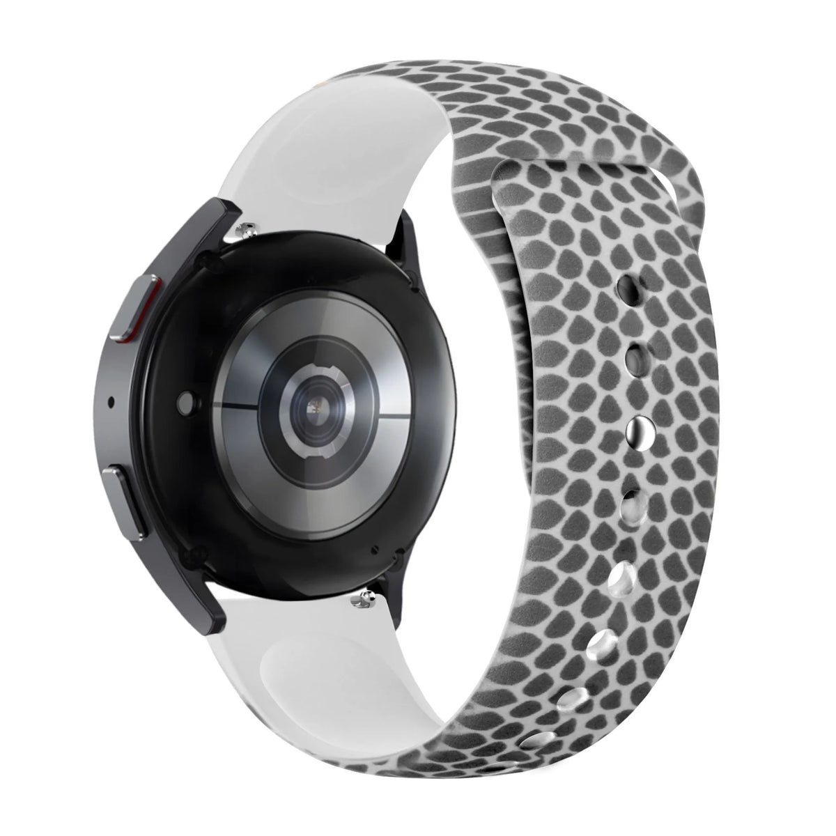 Silicone Patterned Strap, on a watch, 3/4 rear view