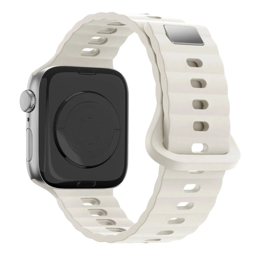 Silicone Strap 'Single Link', starlight, on a watch, 3/4 rear view