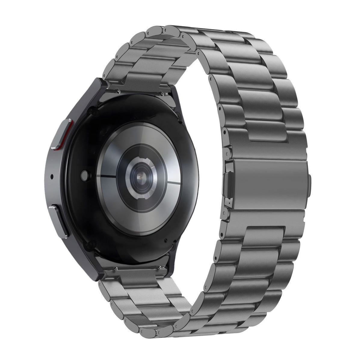 Titanium Strap 'Classic', graphite, on a watch, 3/4 rear view