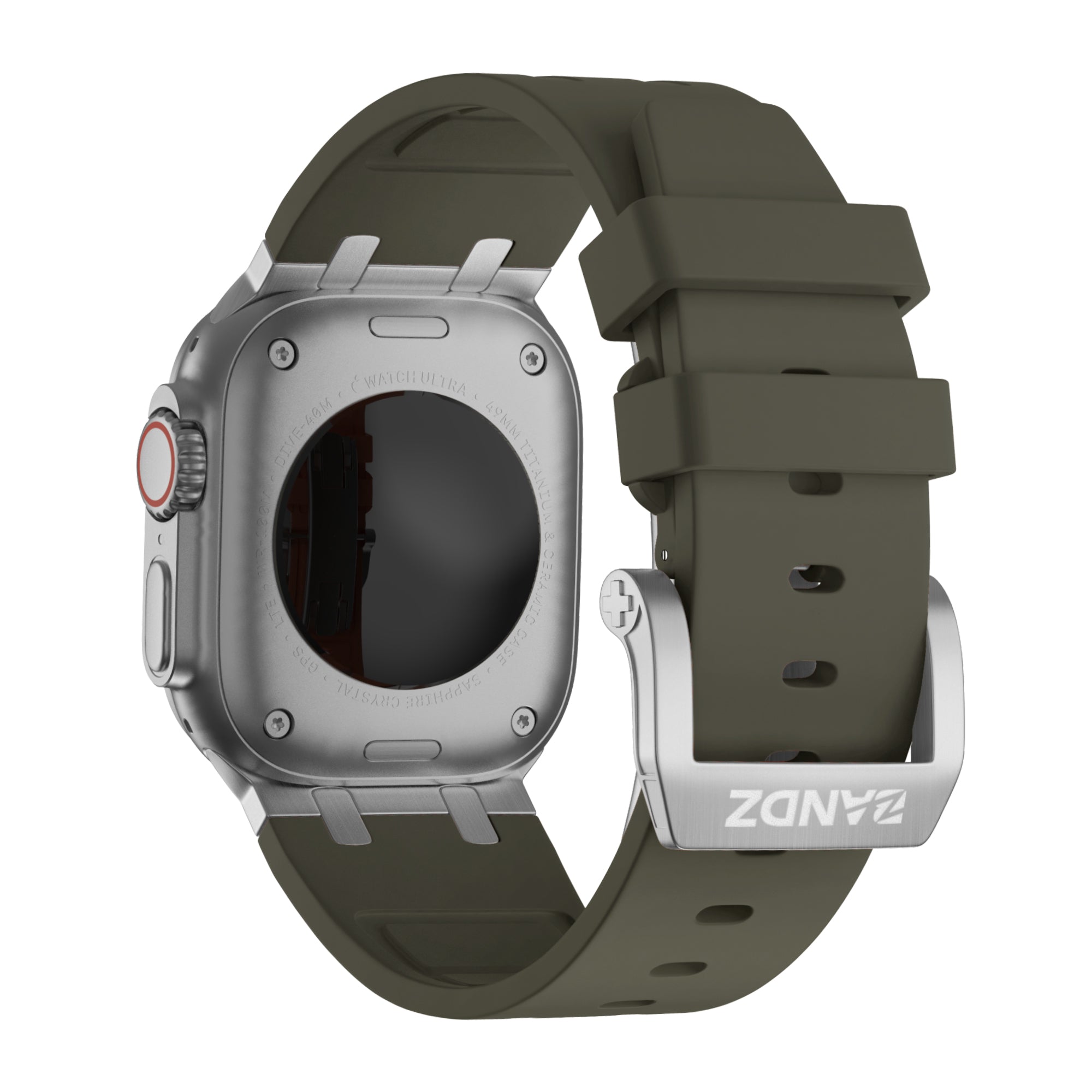 Bandz Apple Watch Ultra siliconen band 'Luxe Liquid' (bruin met zilver)