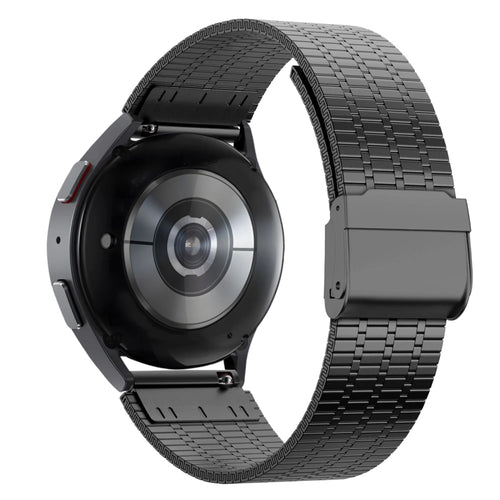 Adjustable Steel Strap, black, on a watch, 3/4 rear view