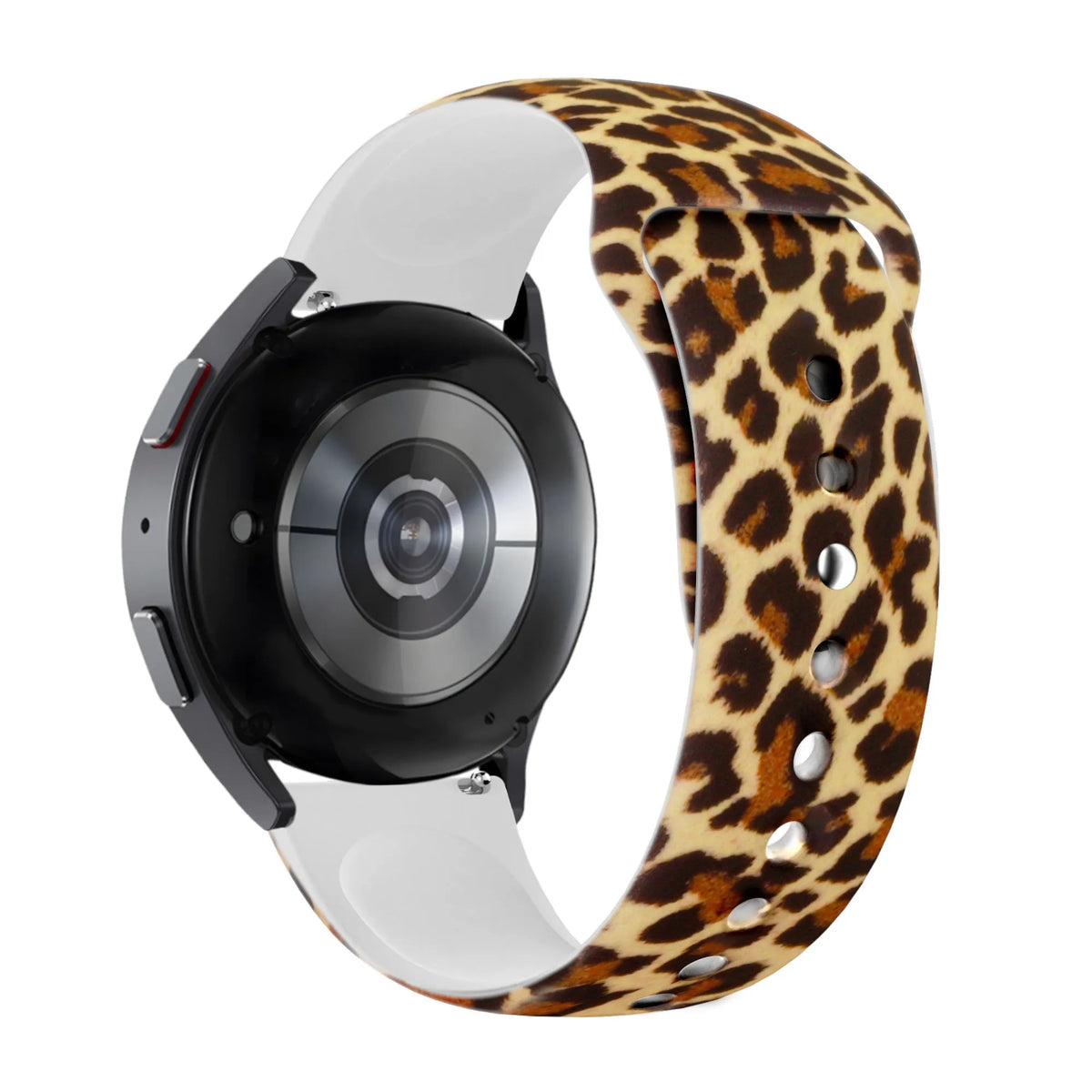 Silicone Patterned Strap, on a watch, 3/4 rear view