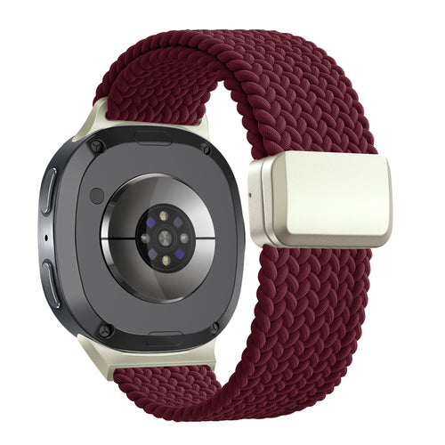 Bandz Samsung Galaxy Watch 8 - 44mm magnetisch geweven bandje (wijnrood)