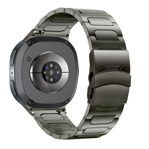 Titanium Strap 'Deluxe', graphite, on a watch, 3/4 rear view
