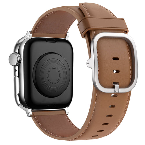 Leather Strap 'Classic', light brown, on a watch, 3/4 rear view