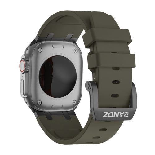 Bandz Apple Watch Ultra siliconen band 'Luxe Liquid' (bruin met zwart)