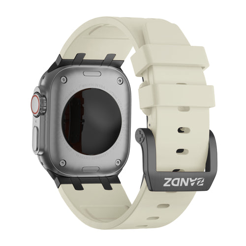 Bandz Apple Watch Ultra siliconen band 'Luxe Liquid' (beige met zwart)