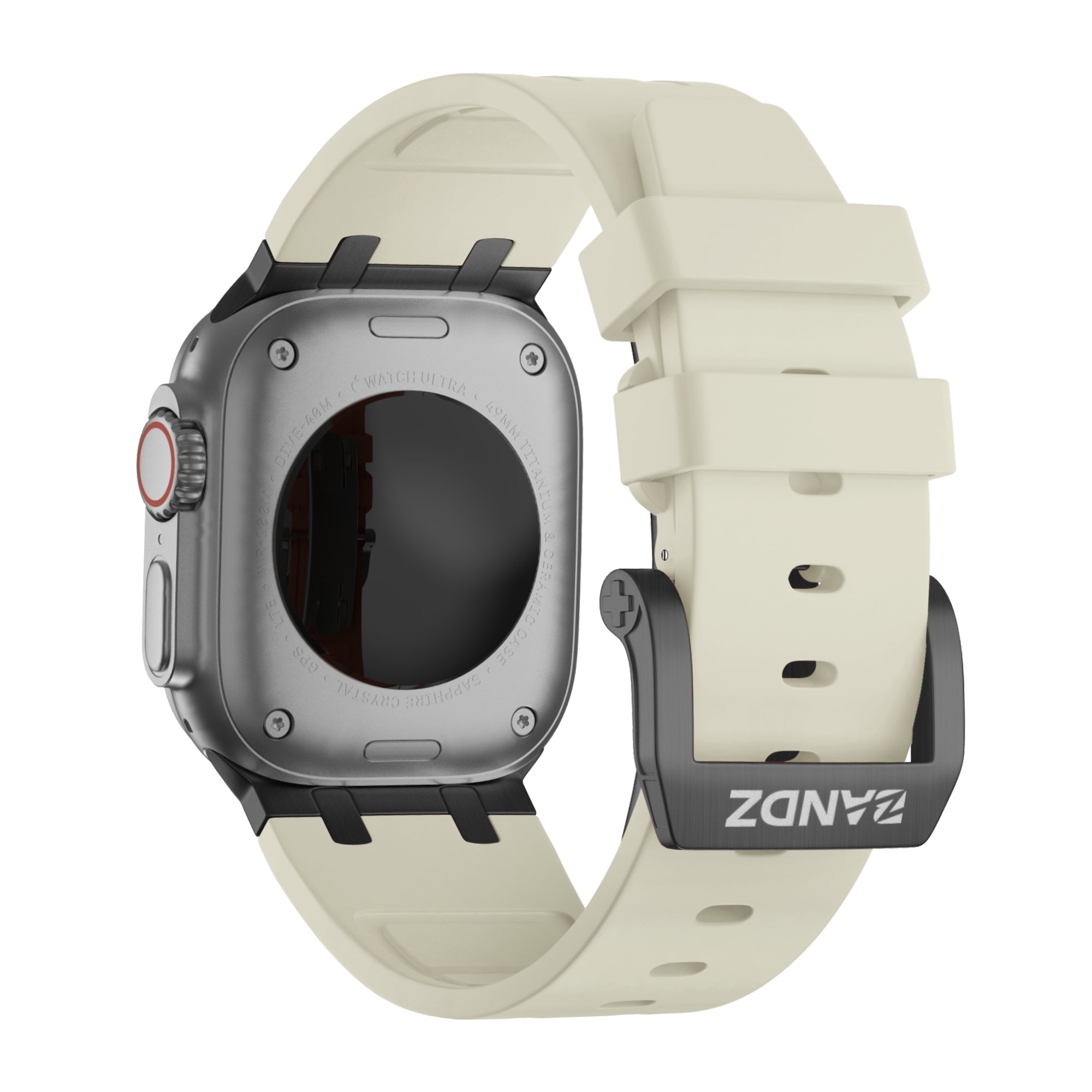 Bandz Apple Watch Ultra siliconen band 'Luxe Liquid' (beige met zwart)