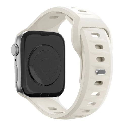 Silicone Strap 'Outdoor', starlight, on a watch, 3/4 rear view