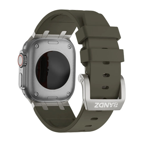 Bandz Apple Watch siliconen band 'Luxe Liquid' (bruin met titanium)