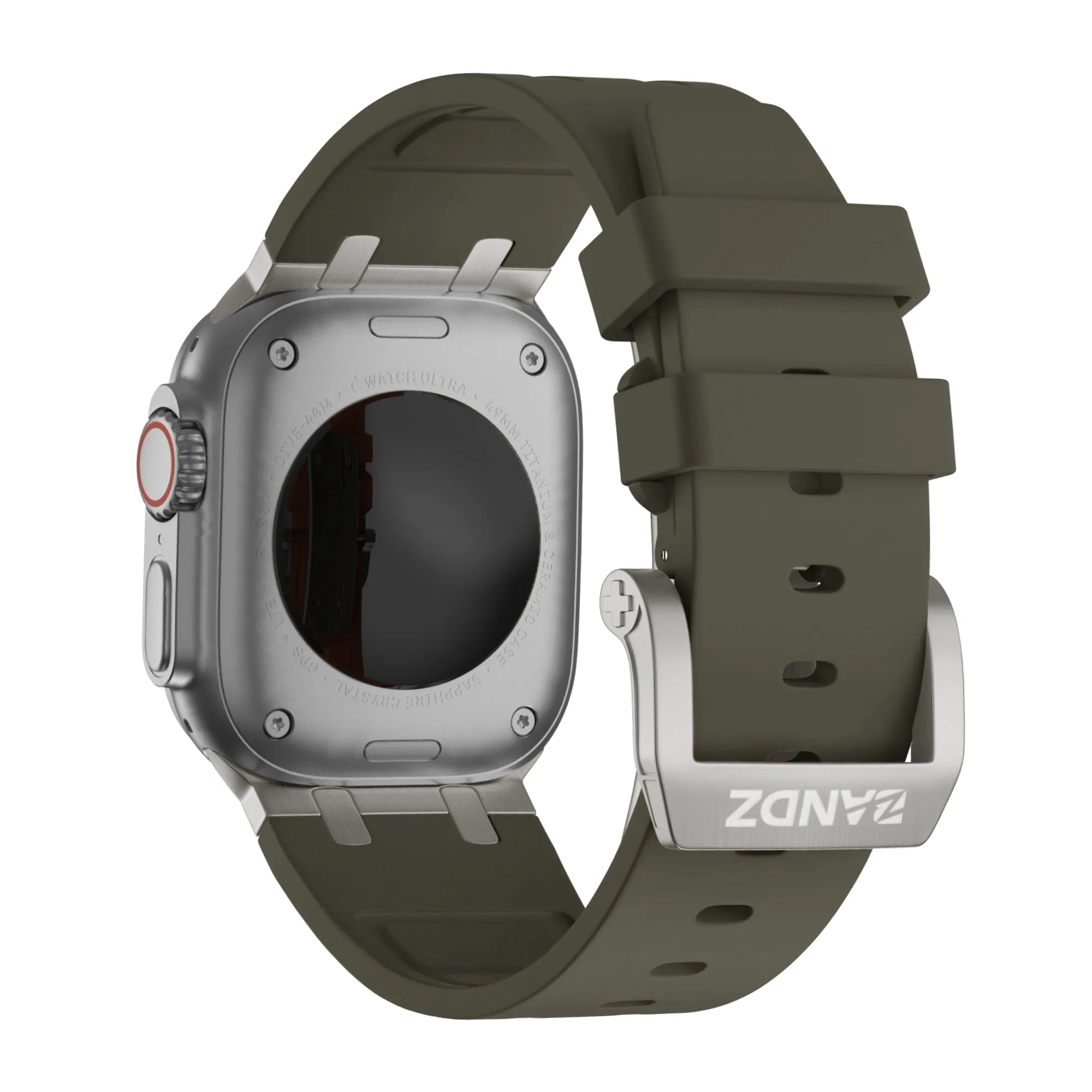 Bandz Apple Watch siliconen band 'Luxe Liquid' (bruin met titanium)