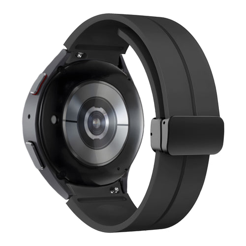 D-Buckle Silicone Strap, black, on a watch, 3/4 rear view