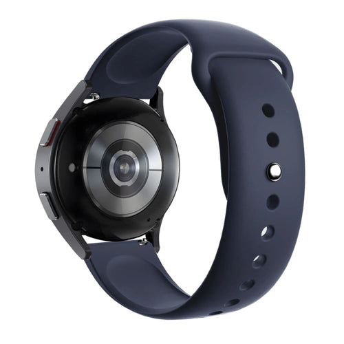 Silicone Sport Strap 'Deluxe', dark blue, on a watch, 3/4 rear view