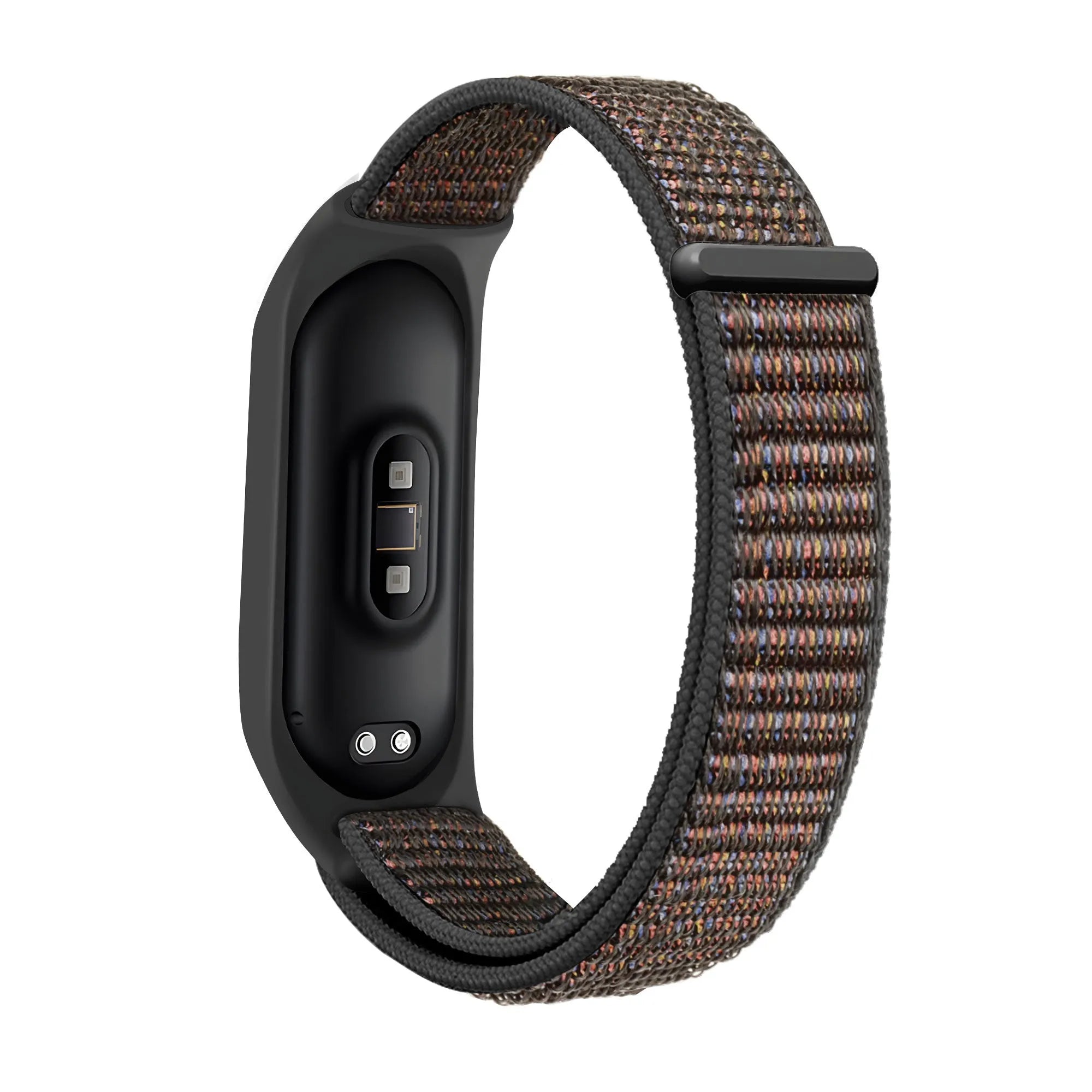 Nylon Strap 'Classic', black mix, on a watch, 3/4 rear view