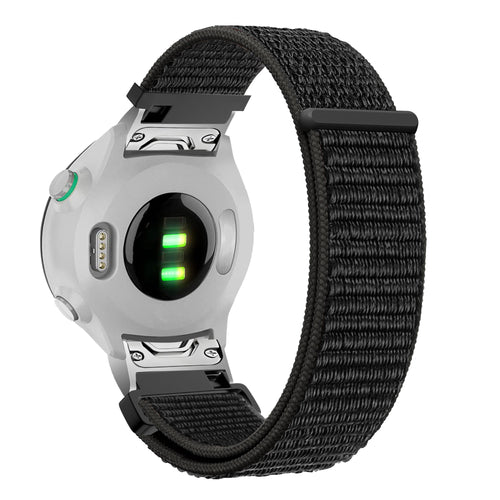Nylon Loop Strap, black, on a watch, 3/4 rear view