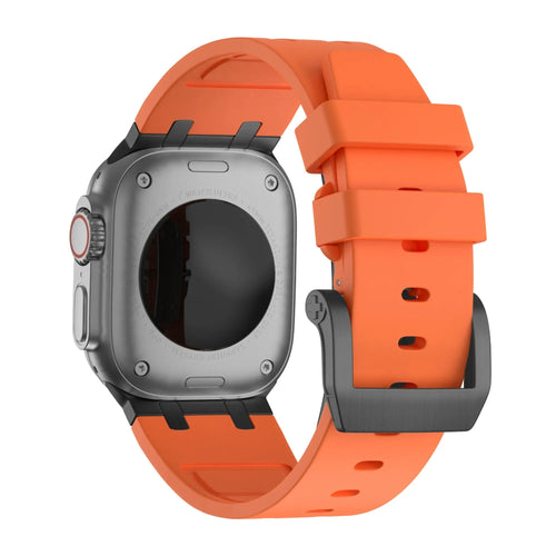Silicone Strap 'Luxe Liquid', on a watch, 3/4 rear view