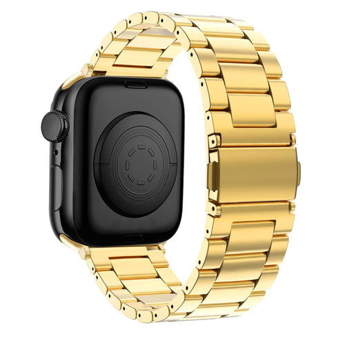 Steel Strap 'Classic', gold, on a watch, 3/4 rear view