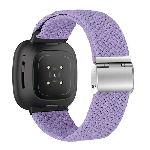 Nylon Adjustable Braided Strap, lilac, on a watch, 3/4 rear view