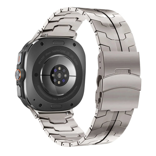 Titanium Strap 'Iron', on a watch, 3/4 rear view