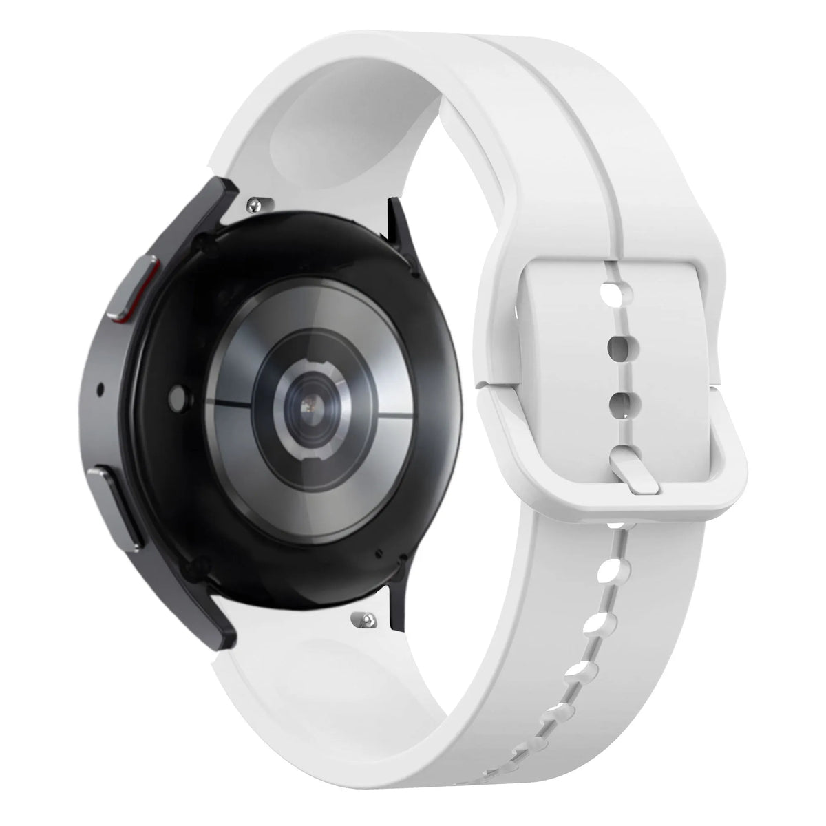 Silicone Strap 'Extreme', white, on a watch, 3/4 rear view
