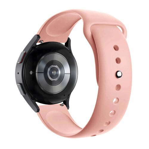 Silicone Sport Strap 'Deluxe', light pink, on a watch, 3/4 rear view