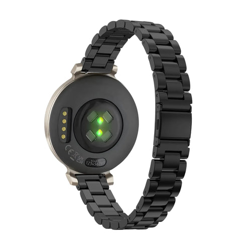 Steel Strap 'Classic', black, on a watch, 3/4 rear view