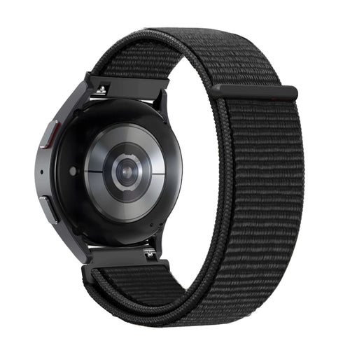 Nylon Loop Strap, black, on a watch, 3/4 rear view