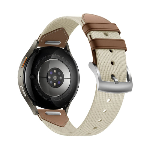 Bandz Fossil Gen 5e - 42mm leren hybrid band 'Easy fit' (beige/bruin)