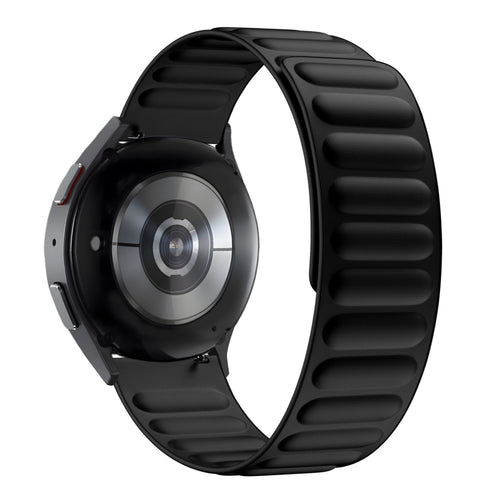 Nylon Magnetic Woven Strap, black, on a watch, 3/4 rear view